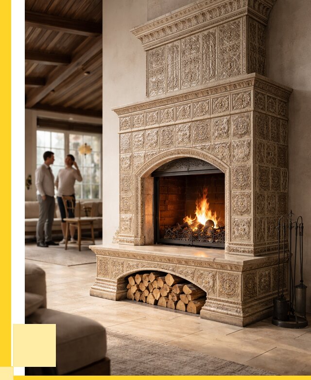 Купить изразцовый камин в Осинниках от 256275 р. | ЭриданСнн