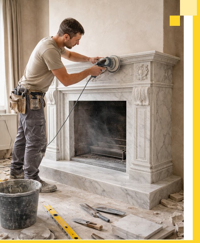 Изготовление и установка мраморных каминов в Осинниках под ключ