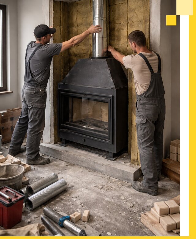 Изготовление и монтаж закрытых каминов в Осинниках под ключ