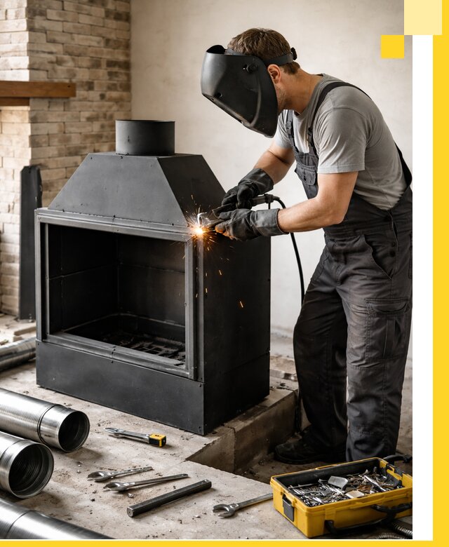 Продажа и установка металлических каминов в Осинниках под ключ