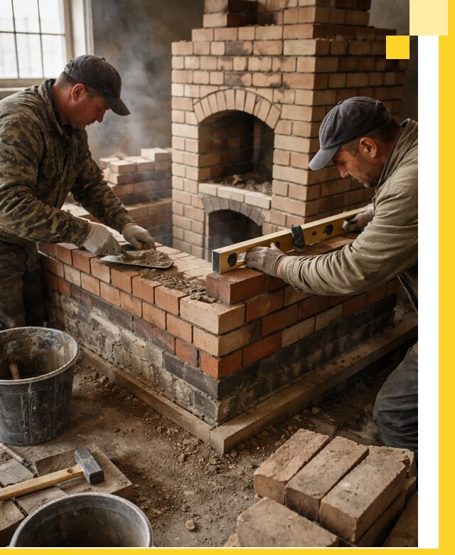 Изготовление и монтаж печей и каминов из кирпича в Осинниках