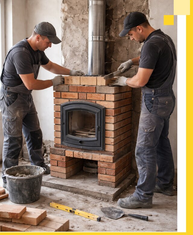 Монтаж печи камина под ключ в Осинниках с гарантией и пусконаладкой