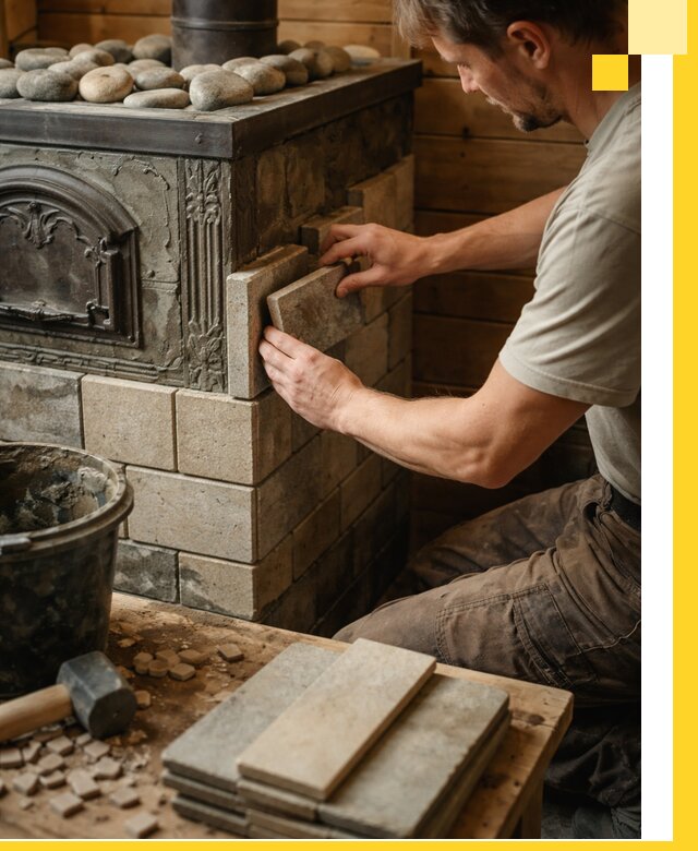 Облицовка банных печей в Осинниках профессиональная отделка