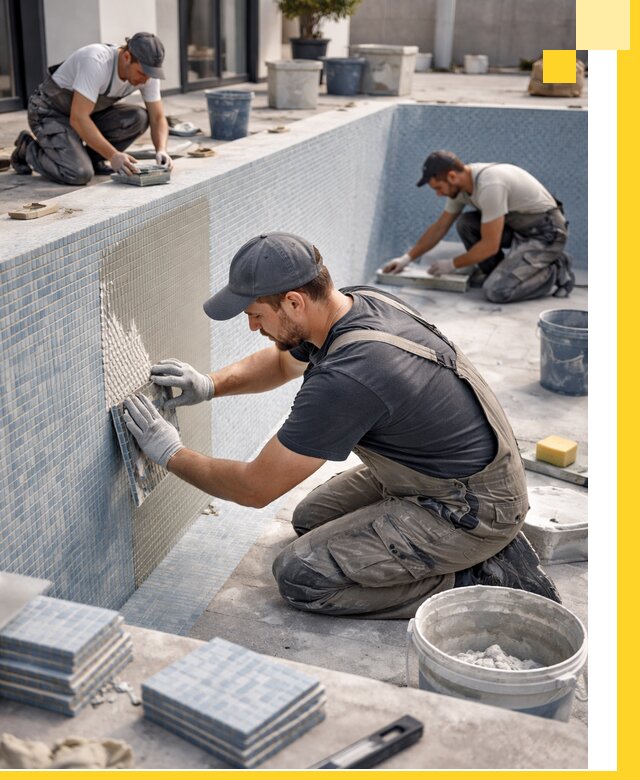 Облицовка бассейнов в Осинниках плитка мозаика гидроизоляция