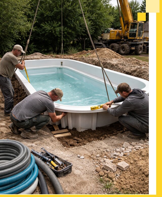 Установка и монтаж композитных бассейнов под ключ в Осинниках