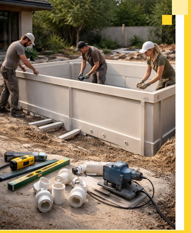 Установка полипропиленовых бассейнов под ключ в Осинниках