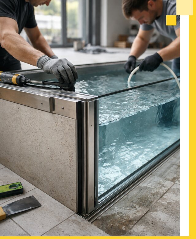 Проектирование и монтаж стеклянных бассейнов в Осинниках