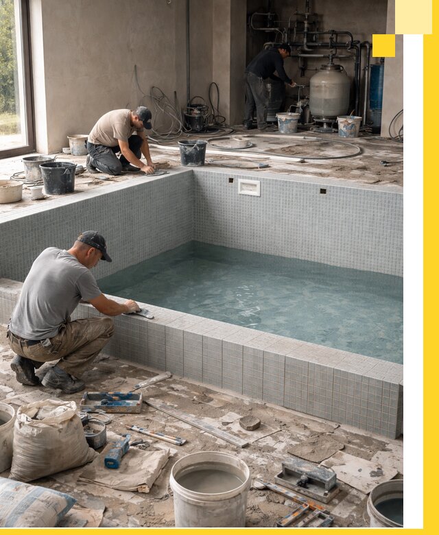 Строительство и монтаж бассейнов в помещении в Осинниках