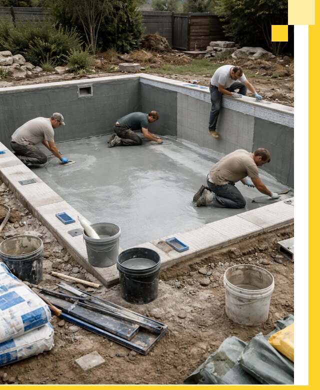 Изготовление и монтаж чаши бассейна под ключ в Осинниках