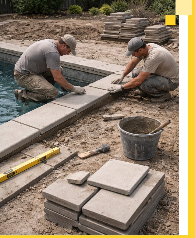 Установка и изготовление копингового камня для бассейнов в Осинниках