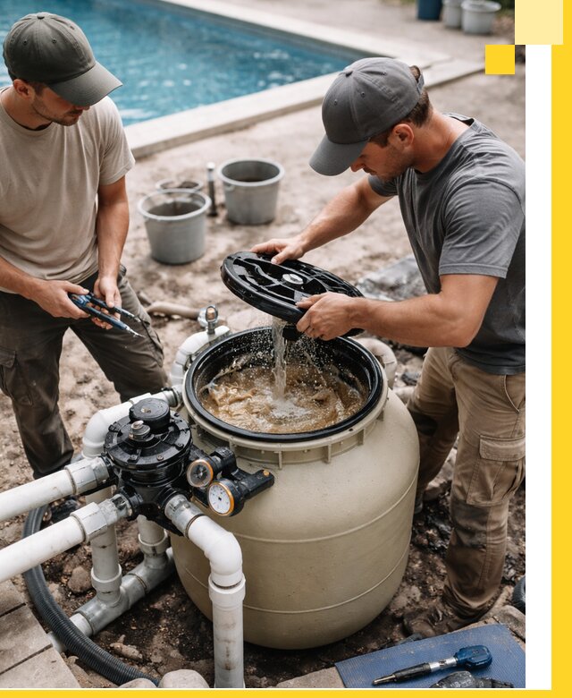 Установка и обслуживание песочных фильтров для бассейнов в Осинниках