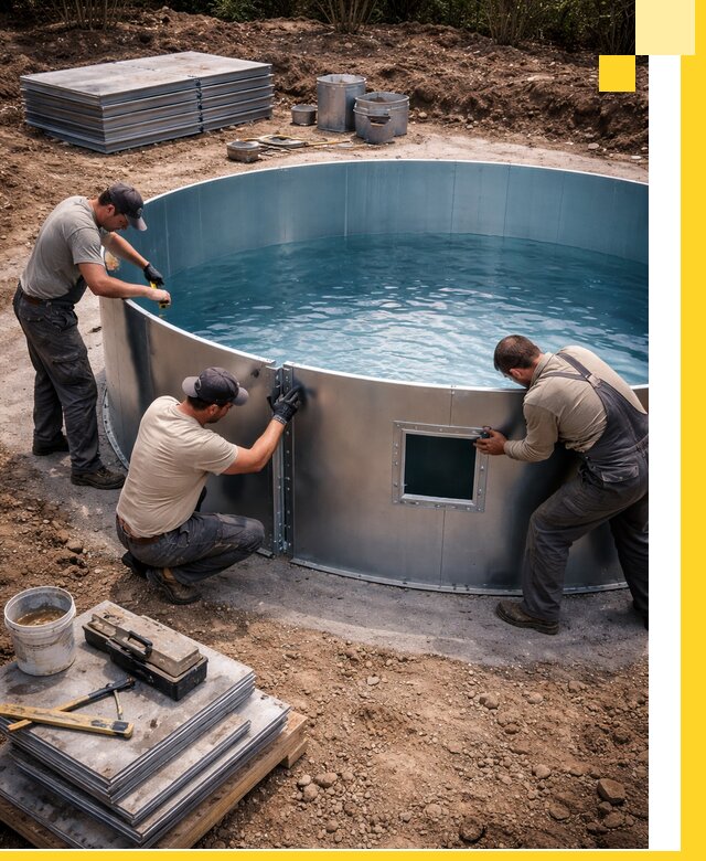 Круглые бассейны под ключ в Осинниках проектирование и монтаж