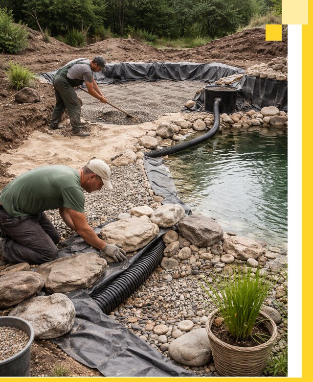 Строительство природных бассейнов и озер в Осинниках под ключ