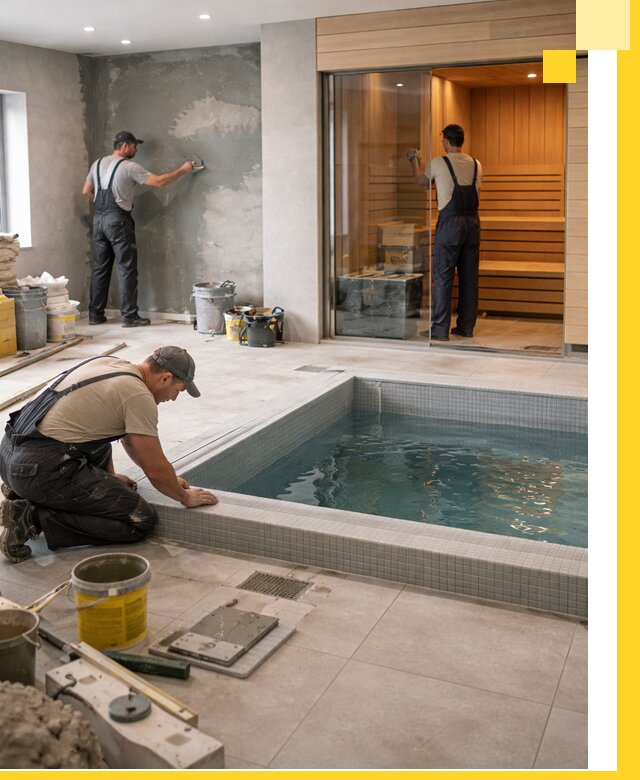 Проектирование и строительство сауны с бассейном в Осинниках