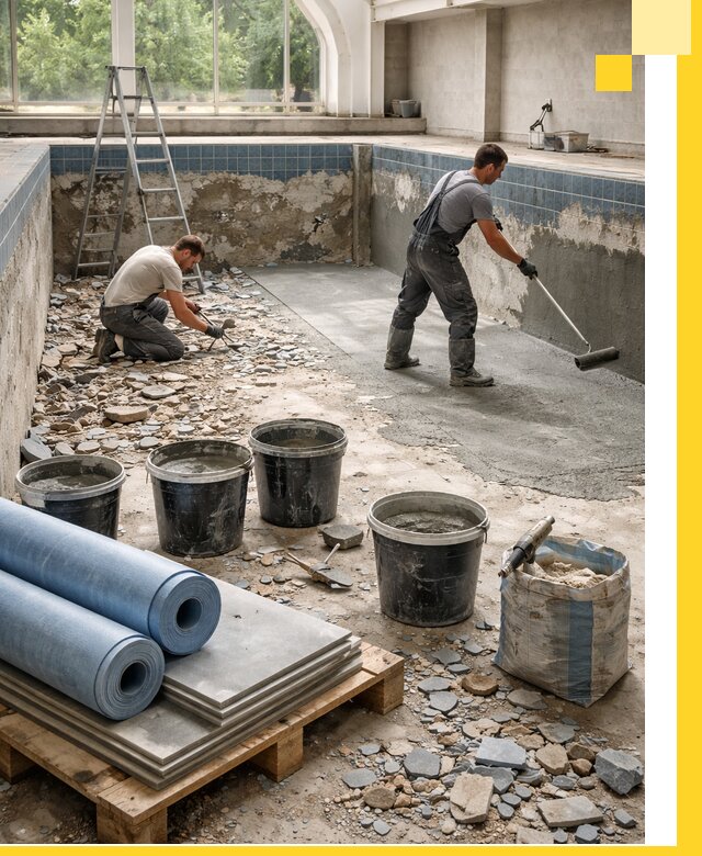 Реконструкция бассейнов в Осинниках: ремонт, гидроизоляция