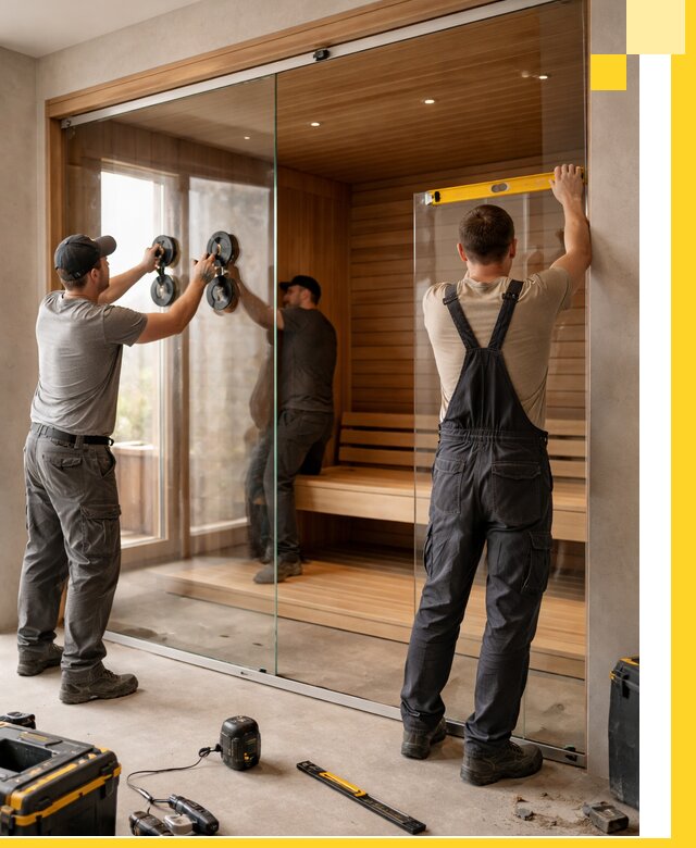 Производство и монтаж стеклянных саун под ключ в Осинниках