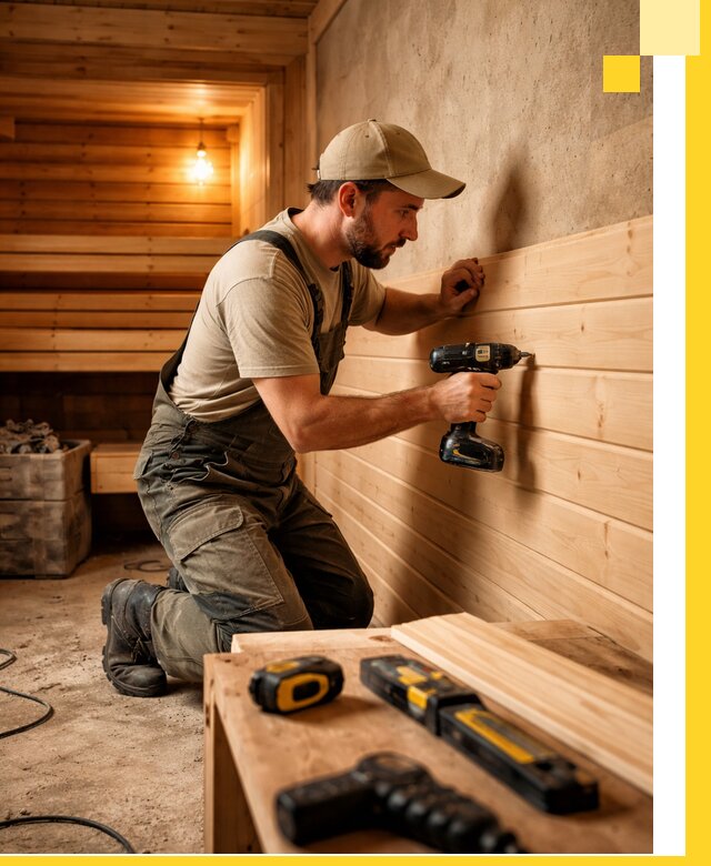 Профессиональная внутренняя отделка бани в Осинниках под ключ