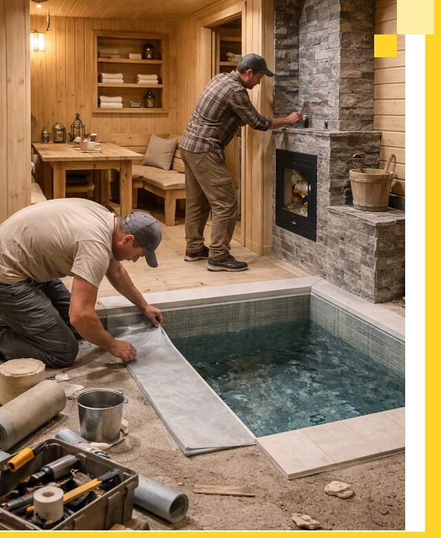 Строительство бань с комнатой отдыха под ключ в Осинниках