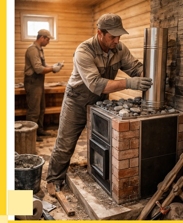 Монтаж печи в бане под ключ в Осинниках от 20502 р. | ЭриданСнн