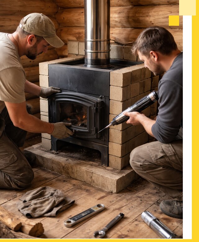 Монтаж и установка печи в бане под ключ с гарантией в Осинниках