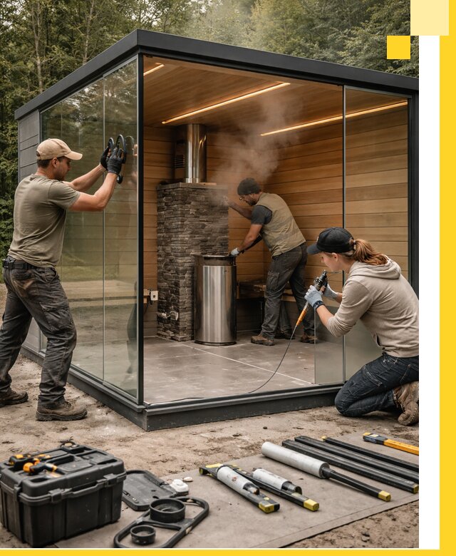 Проектирование и строительство стеклянных бань в Осинниках