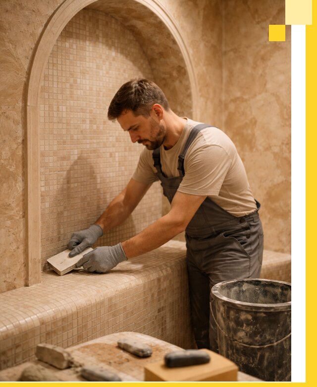 Профессиональная отделка хамамов с мозаикой под ключ в Осинниках