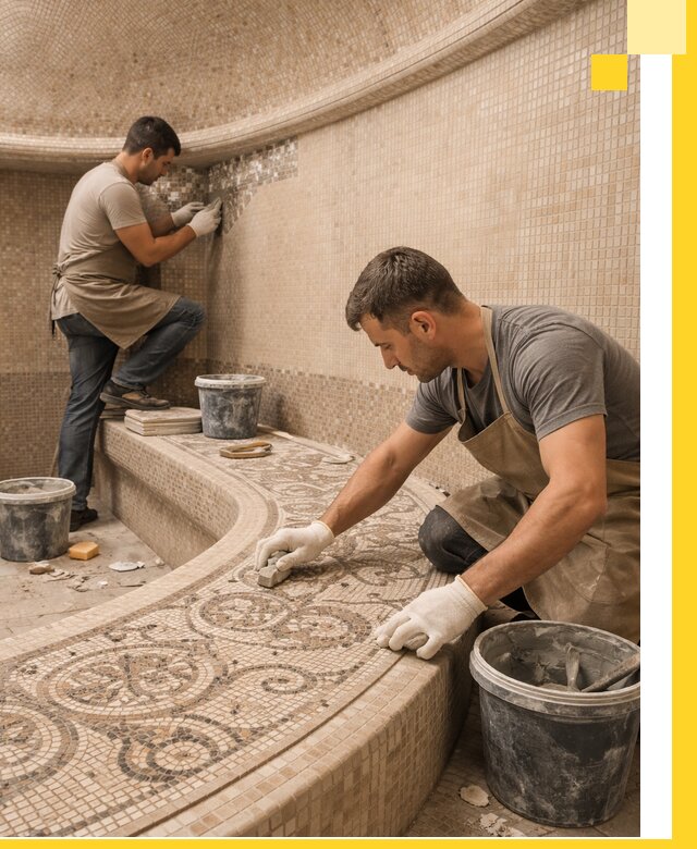 Плитка для хамама в Осинниках, укладка, подбор и поставка